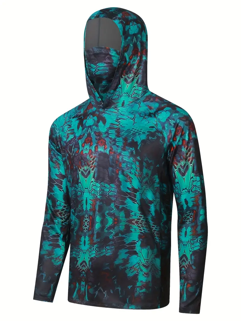 Men Uv Face Mask Fishing Clothing Long Sleeve Hoodie Shirts Sweatshirt Fishing Jersey Hooded