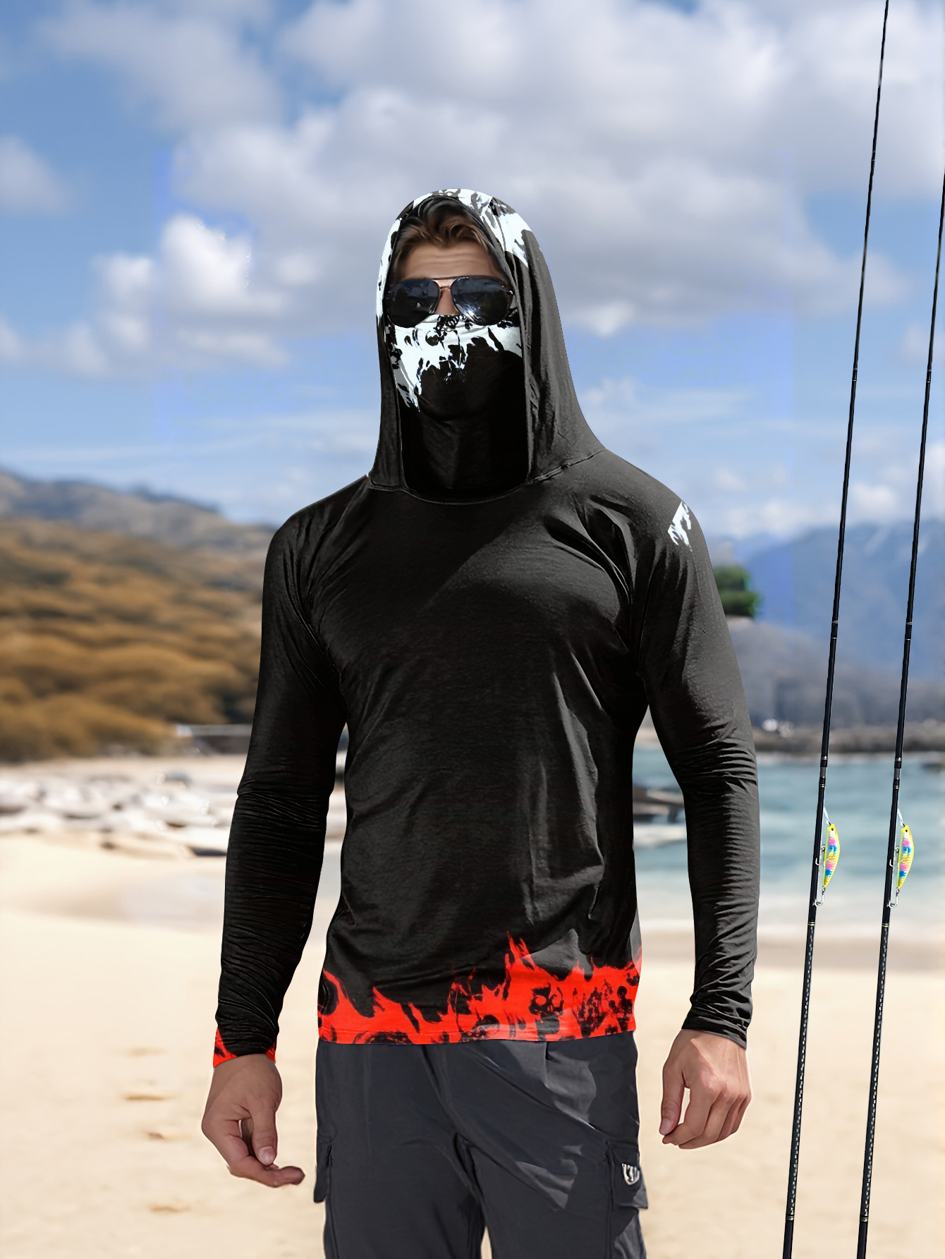 Men Hood Fishing Shirt long sleeve Fishing clothing fishing t shirt uv protection fishing shirt Fishing Apparel Quick Dry