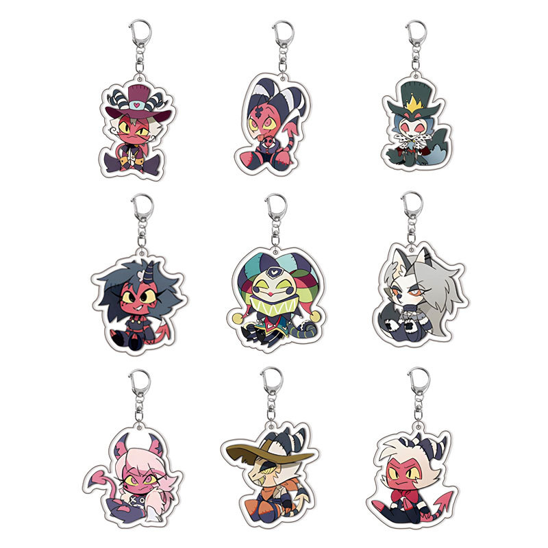 Hazbin Hotel New Acrylic Popular Anime Related Products Fun Keychain Bag Charms Pendant Q Version Creative Accessories Jewelry