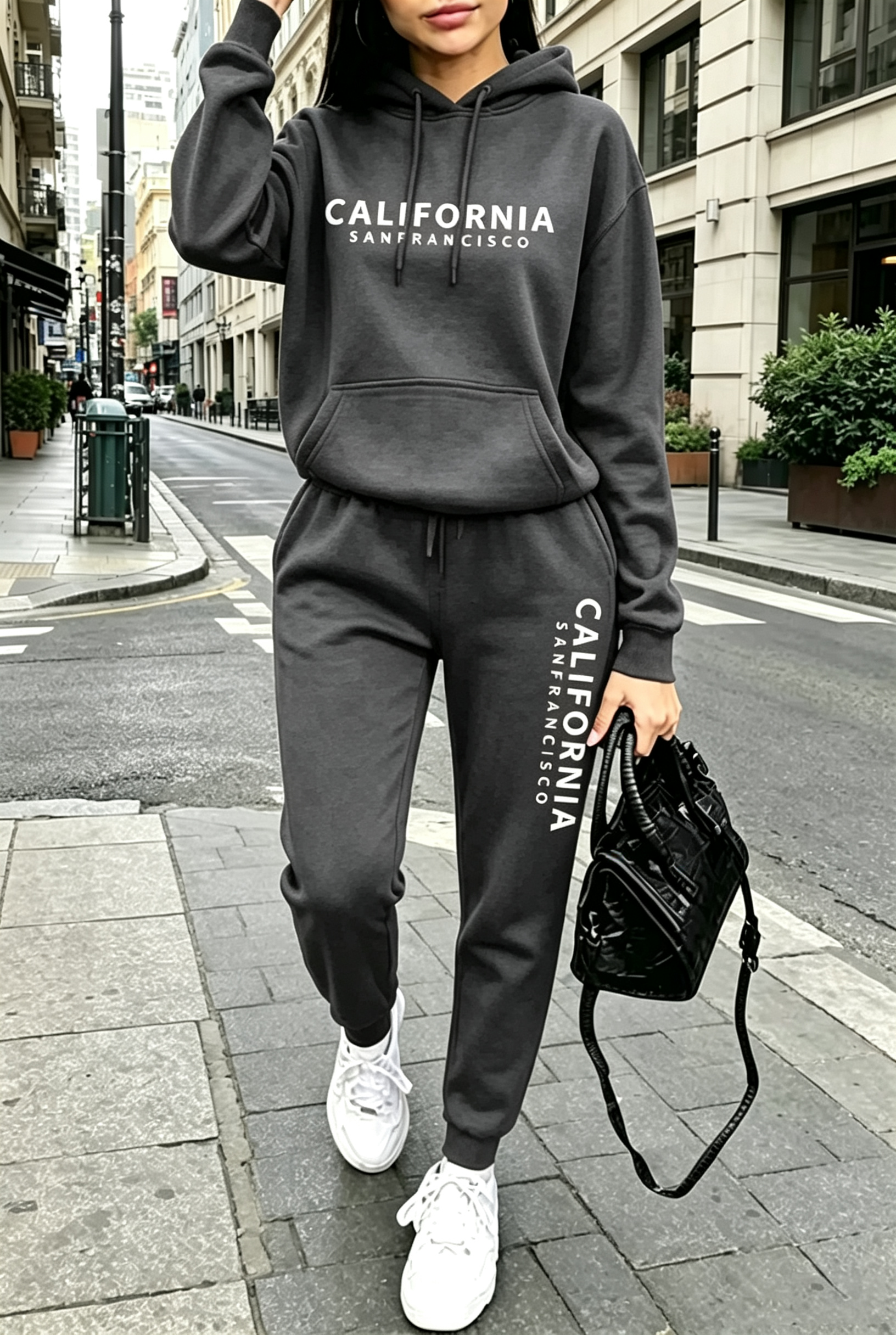Fall Winter Womens Outfits Street Casual Hooded Sweatshirts Outdoors Sports Jogging Clothing Hot Sales Single Piece Hoodie Pants