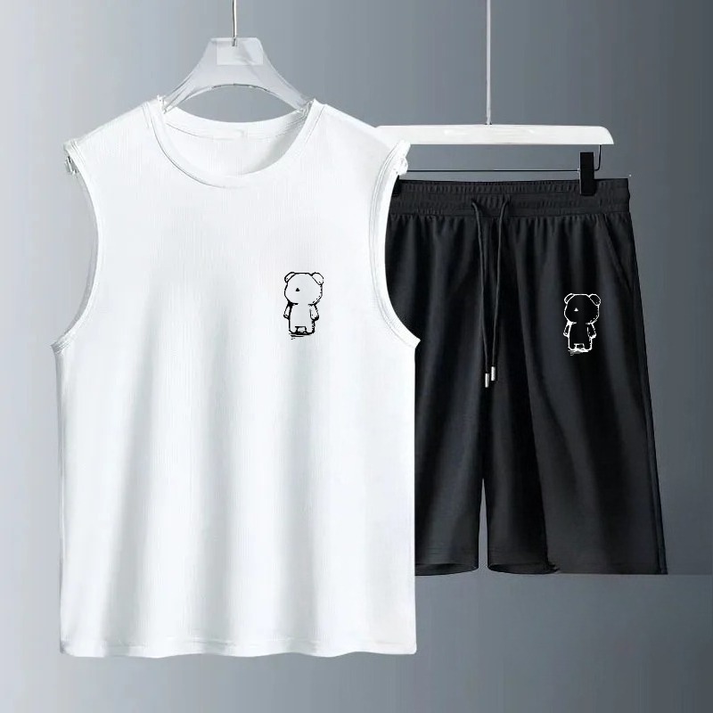 Men's Tank Top Sets 2026 Summer Quick drying Sportswear Breathable running drip clothing oversize beach  sports seaside