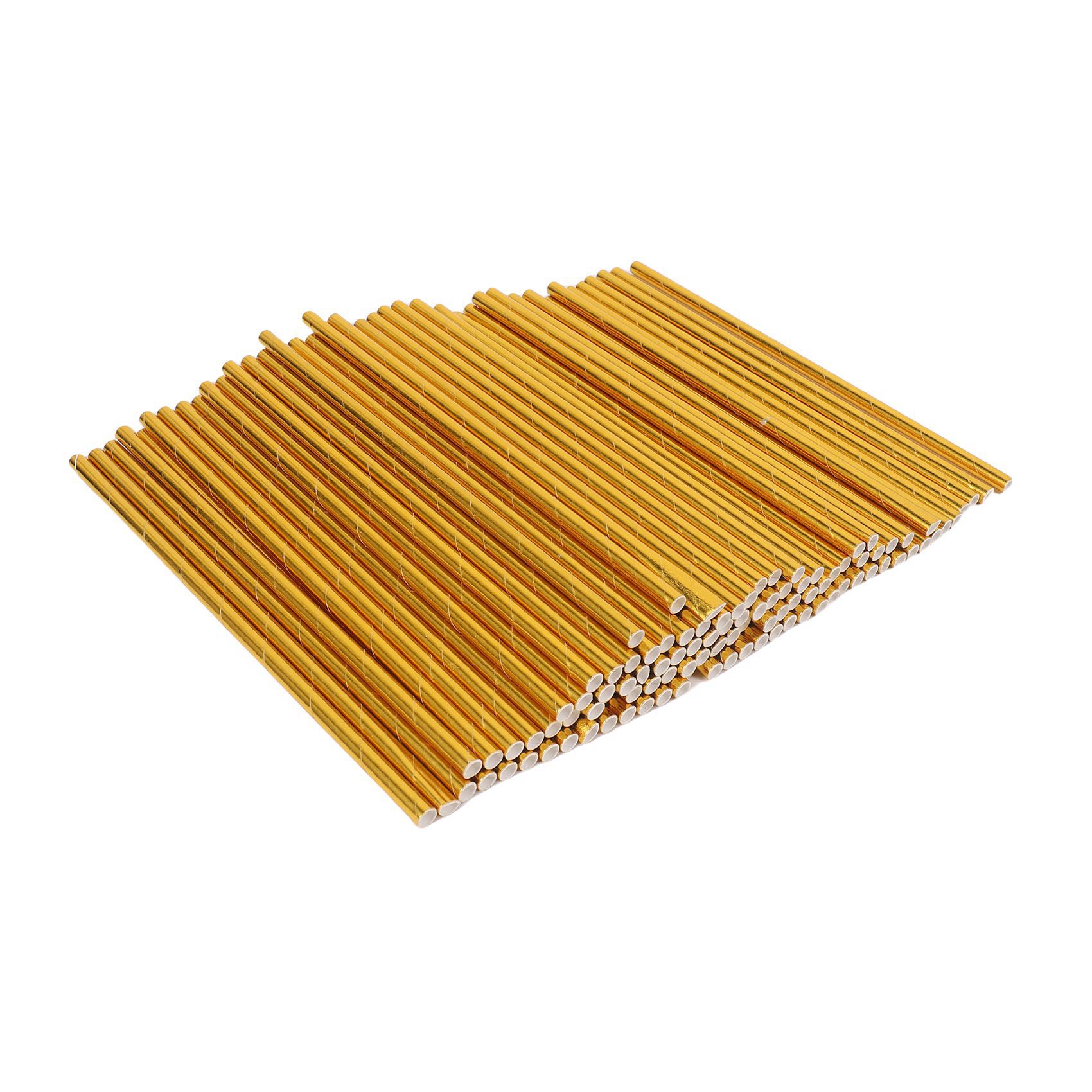 Kitchen Appliance Gold Foil Paper Straws, Biodegradable Disposable Party Drinking Straws, Pack Of 100 Holiday Celebrations