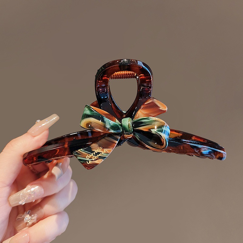 1/2pcs Enamel oil painting bow shark clip temperament high-end back of the head disc hair hair clip acrylic clip clip