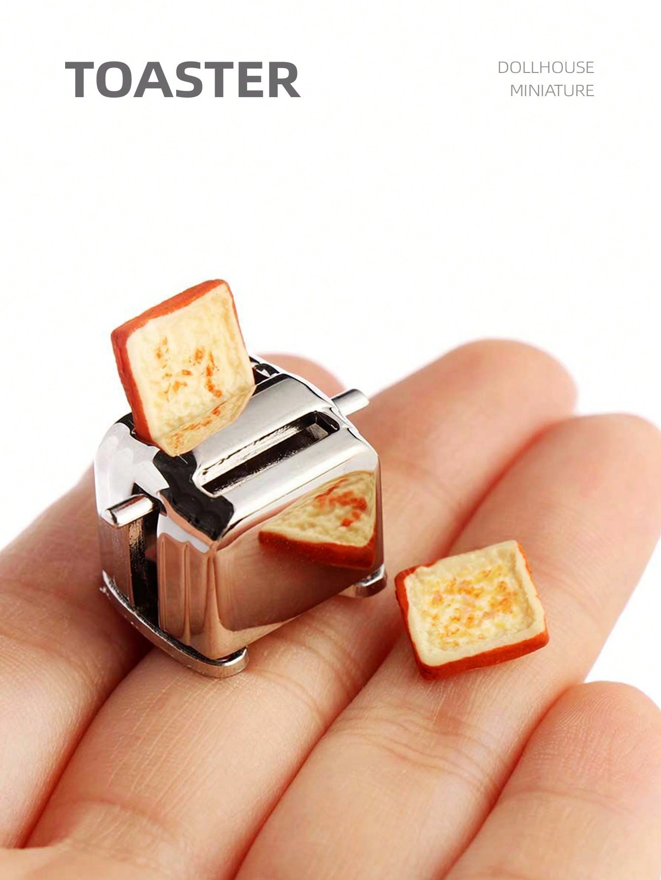 1:12 Dollhouse Miniature Toaster, Mini Simulation Kitchen Appliance Accessories for House Decoration, Includes 2 Slices of Bread