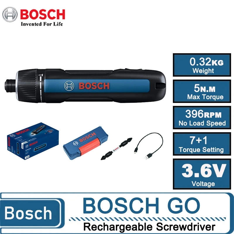 Bosch GO 3 Cordless Electric Screwdriver, 3.6V Lithium Battery Portable Home Repair Appliance Screwdriver Power Tool
