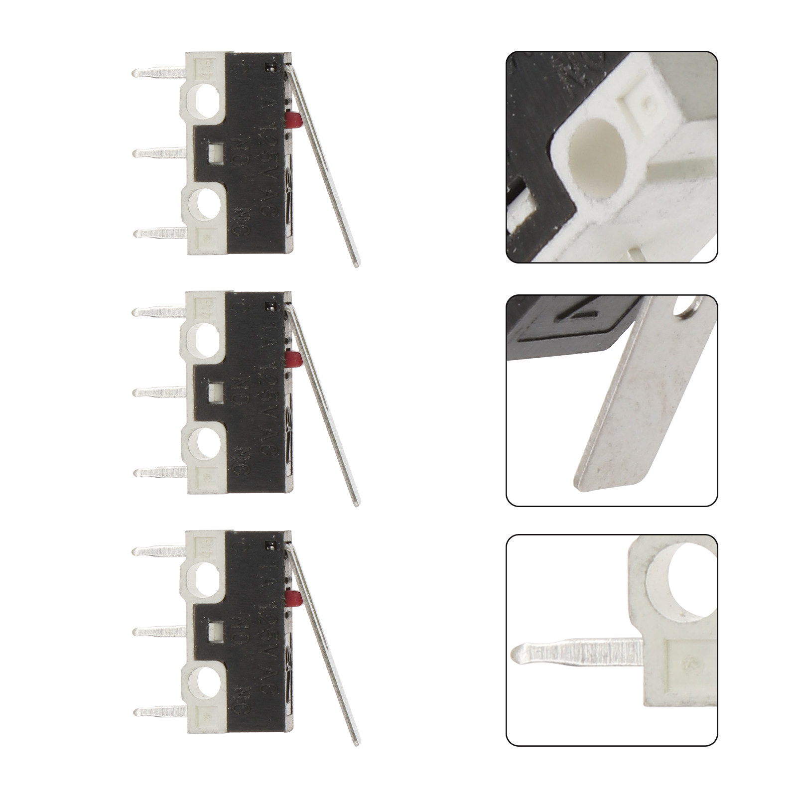 5Pcs Micro Electric Switch 3 Long Hinge Lever Momentary Push Button for Home Appliance Mouse Business Machine Communication