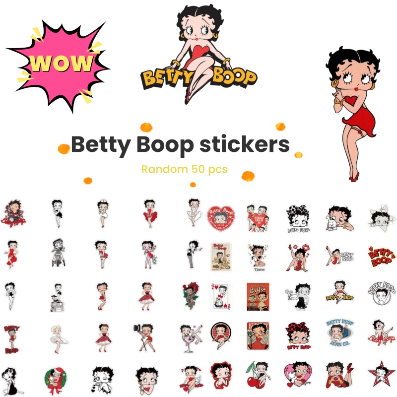 Betty Boop cartoon cute sticker, popular aesthetic, personalized phone case, journal creative waterproof decorative sticker