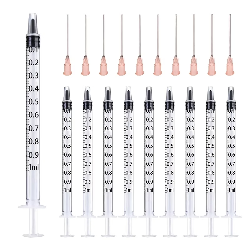 1ml Syringe + Pink Plastic Blunt Needle, Suitable for Animal Feeding, Liquid Transfer, Supplementation, and Plant Watering in Scientific Laboratories