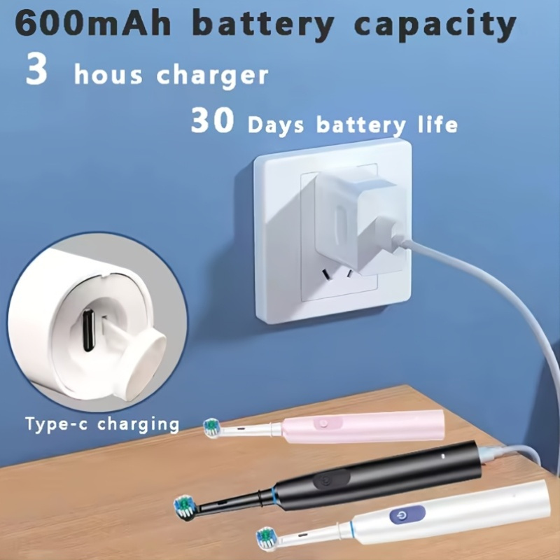 Smart Rotating Electric Toothbrush with Round Head and Travel Box, Automatic Deep Cleaning, Rechargeable Soft Bristle for Adults, USB Charging, Lithium Polymer Battery, Adult Electric Toothbrush|Vibrant Display|Ergonomic Design|Back to School