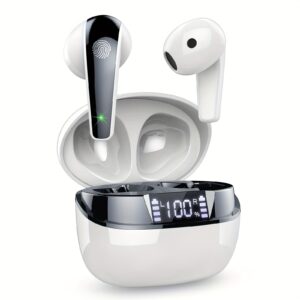 [New Wireless Earphones] 2024 New Wireless Earphones, q13 | 50H Playback Time, 4 ENC Microphones, Noise Cancelling Deep Bass, Dual LED Displays, USB-C