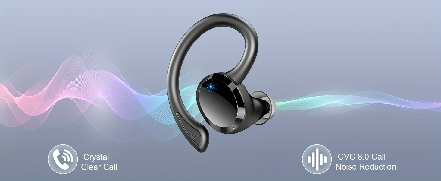 Q38 New Wireless Earbuds for Running Sports, Wireless Earphones with Pure Bass Sound, Over Ear Headphones with Dual-LED Display Earphones Noise Cancelling Headset Built-in Microphone