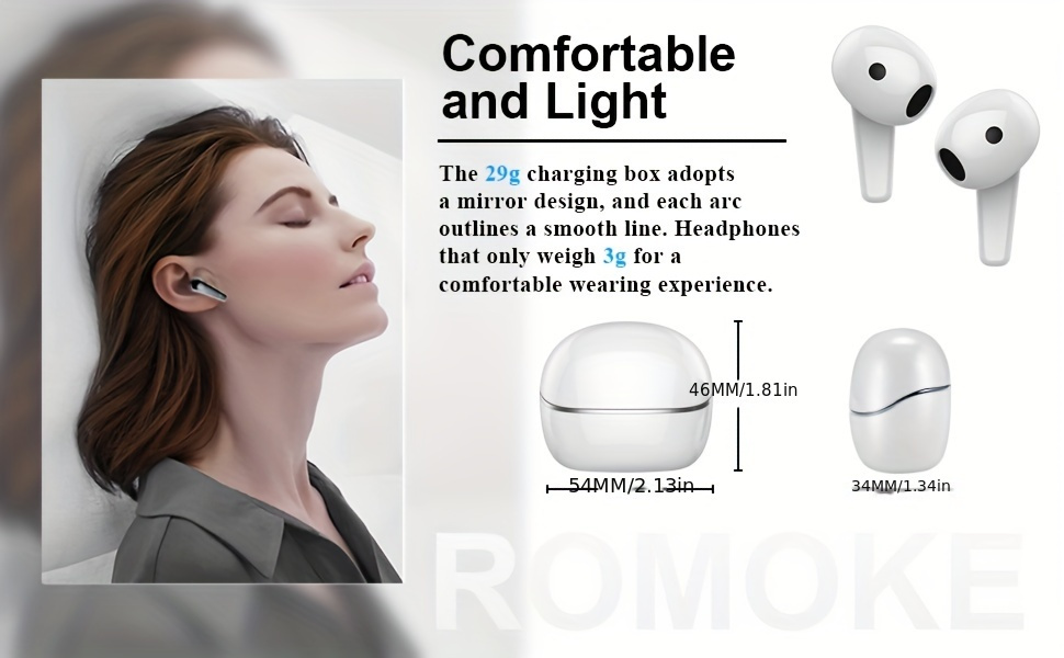 [New Wireless Earphones] 2024 New Wireless Earphones, q13 | 50H Playback Time, 4 ENC Microphones, Noise Cancelling Deep Bass, Dual LED Displays, USB-C