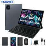 TABWEE T90 Android 16 Tablet with Keyboard - Gemini AI, 24GB RAM + 128GB ROM, Octa Core T615, Gaming Tablet 11 Inch, 1920x1200 FHD + IPS, 8000mAh Battery, 13MP + 5MP AI Camera, 5G WiFi, Widevine L1