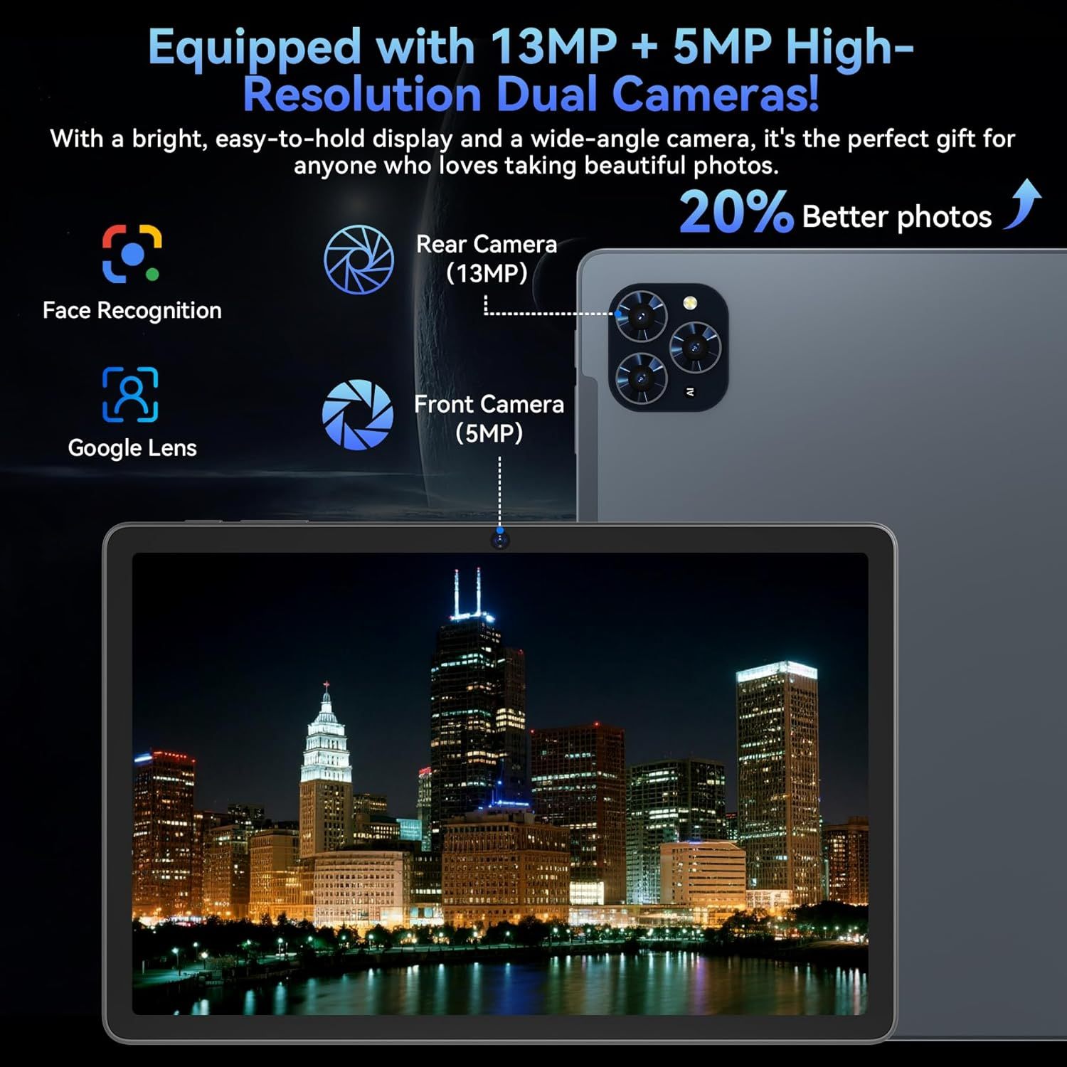 TABWEE T90 Android 16 Tablet with Keyboard - Gemini AI, 24GB RAM + 128GB ROM, Octa Core T615, Gaming Tablet 11 Inch, 1920x1200 FHD + IPS, 8000mAh Battery, 13MP + 5MP AI Camera, 5G WiFi, Widevine L1 - Image 2