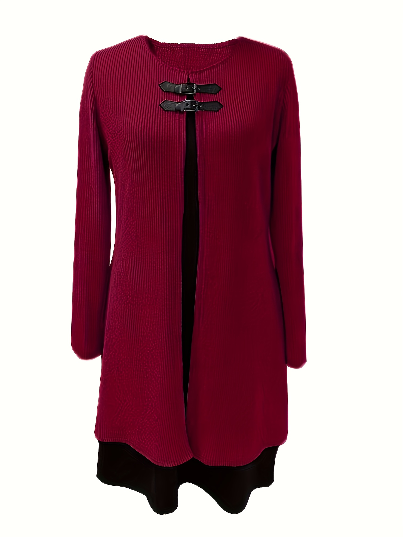 Autumn and Winter New Round Neck Two-Piece Spliced Color Block Elegant Women's Dress