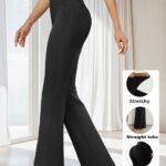 [Elegant Pants] Elegant Women's High-Waisted Straight-Leg Pants | Solid Color, Elastic Waistband, Machine Washable