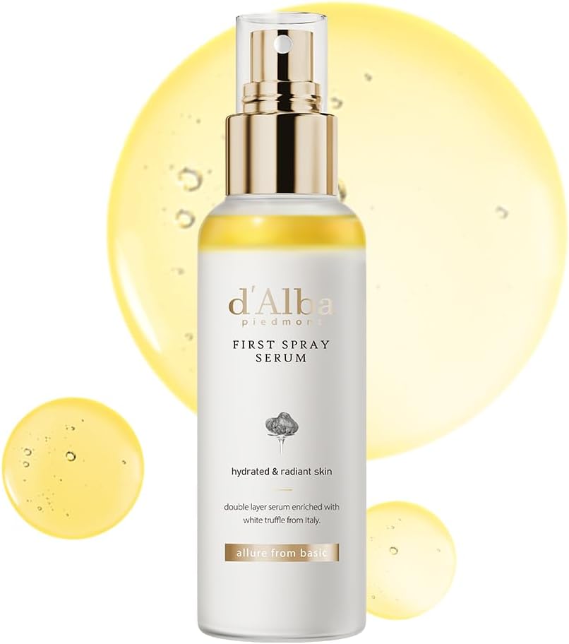 d'alba Italian White Truffle First Spray Serum, Vegan Skincare, Hydrating Facial Mist for Dry and Sensitive Skin, Glow Mist, Surfactant Free, Multifunctional Spray