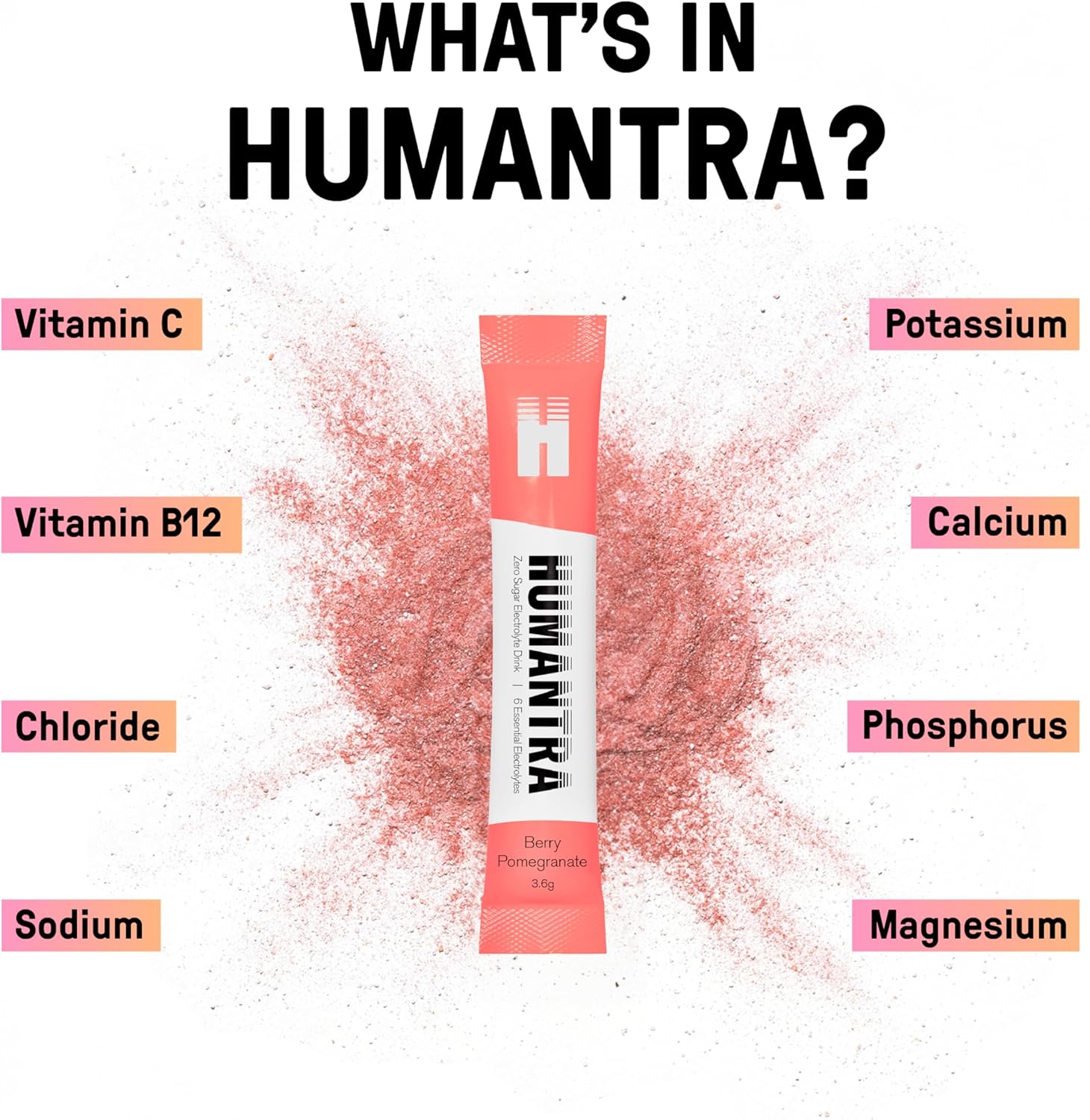 Humantra Electrolyte Packets | Zero Sugar | W/ 6 Electrolytes | Electrolytes Powder (20 Count, Berry Pomegranate) - Image 5