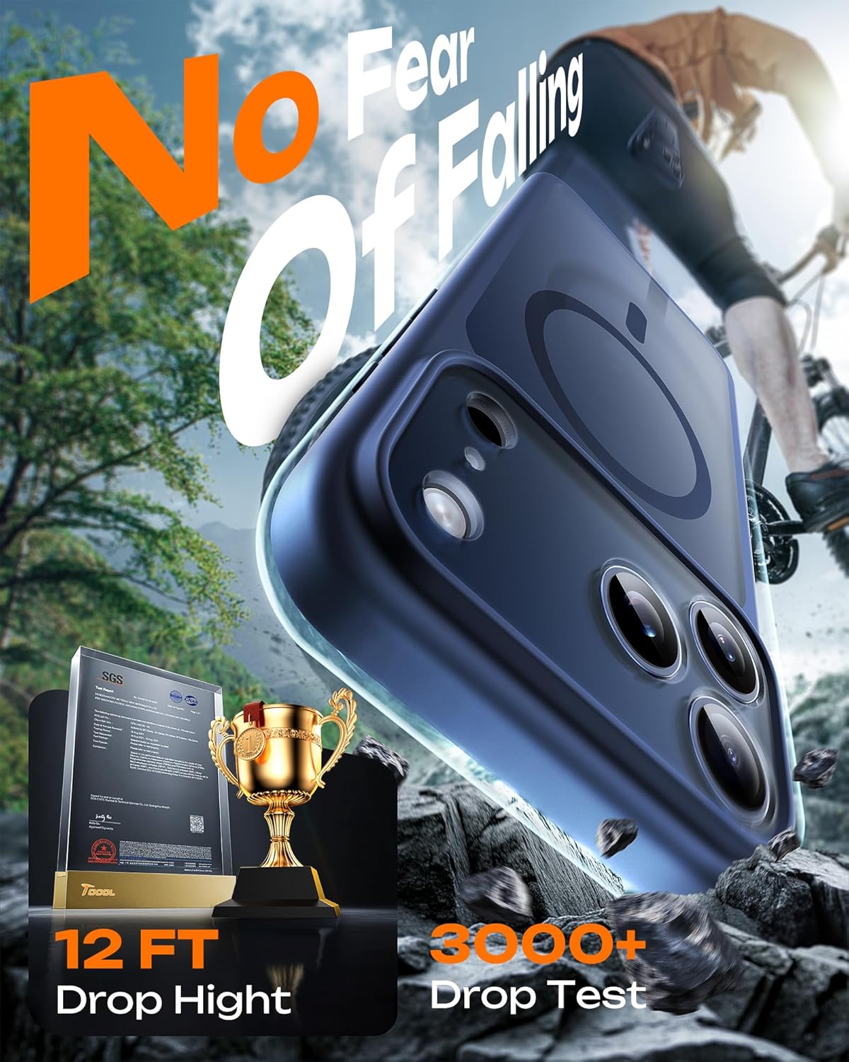 TOCOL Magnetic for iPhone 17 Pro Max Case, Compatible with MagSafe, Full Camera Protection, Built-in Magnetic Ring, Drop Protection Shockproof Translucent Matte Phone Case (Dark Blue) - Image 6