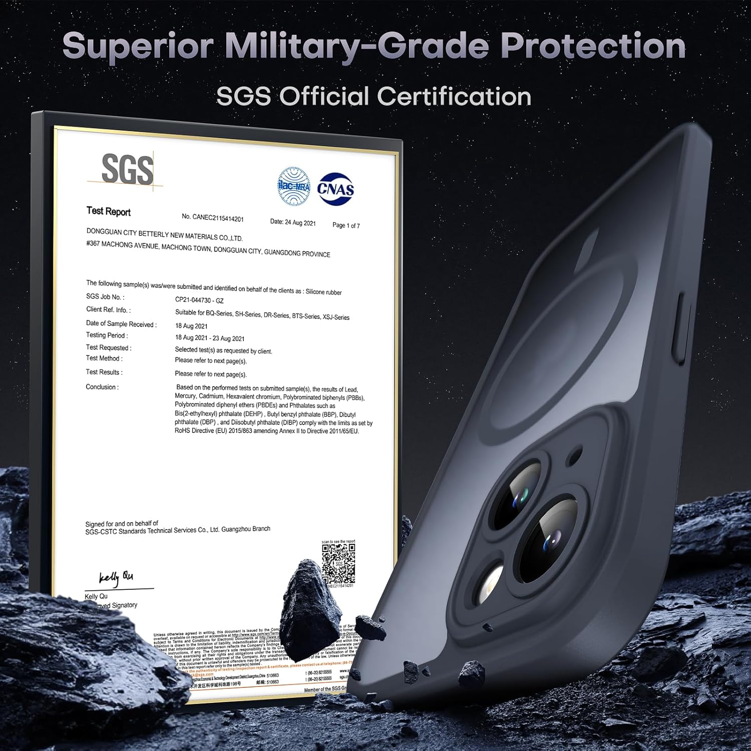 TOCOL for iPhone 13 Case, Fit for MagSafe, Upgraded Full Camera Protection, 14FT Military Grade Shockproof Magnetic Thin Slim Frosted Translucent Matte Back Phone Cover (Black) - Image 4