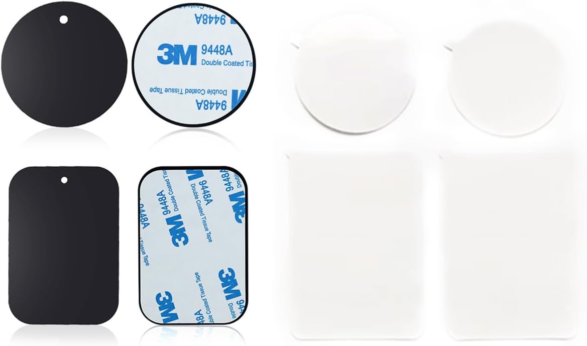 3M Adhesive 4 Packs Thin Metal Plate For Magnetic Car Phone Holder (2 Round and 2 Rectangle) - Image 7