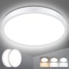 slochi 2Pack Bathroom Light, 3000K/4000K/6500K 3 Color Temperature, Waterproof IP54, Small, Round, Modern, Flush Ceiling Light for Bathroom, Kitchen, Bedroom, HallwayØ18CM(White)