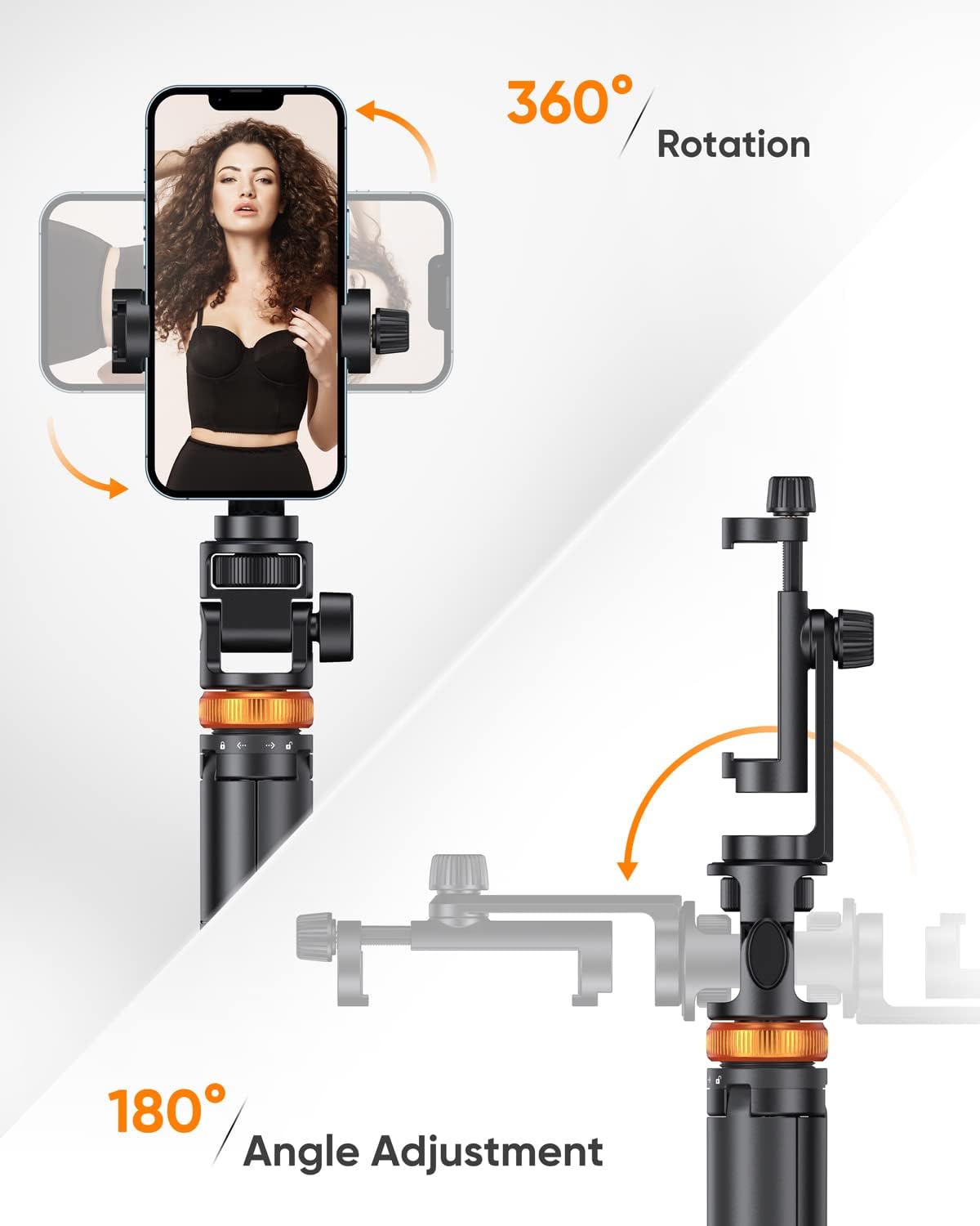 Newest 62" Phone Tripod, Tripod for iPhone & Selfie Stick with Remote, Extendable Stand for Travel, Solidest Cell Phone Stand Compatible with iPhone/Android - Image 6