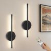 Kimjo 40cm Battery Operated Wall Lights, Modern Rechargeable Wall Lamps, Cordless Wall Sconce with Remote Control, Dimmable Wall Mounted Light Indoor with Timer Function for Bedroom, Hallway, 2 Packs