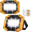 30W LED Work Light Rechargeable COB Floodlight Super Bright 2000LM Portable Light Outdoor USB Battery Security Light Waterproof for Camping Fishing Hiking Car Garage, 2 Packs