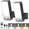 Motion Sensor Lights Outdoor, 10000mAh Rechargeable Wall Lights Battery Operated with Remote 3 Modes,3000-6000K Dimmable Timer, IP65 Waterproof LED Security Lights for Garden,Patio,Garage – 2 Pack