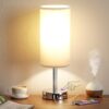 Aooshine Bedside Lamps, Table Lamp with 2 USB Charging Ports & 3-Way Dimmable Touch Control, Touch Lamps Bedside with Grey Shade, Small Lamp with for Bedroom/Living Room/Study(Bulb Included)