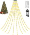 Christmas Tree Lights with Ring, 2M X10 Strands 200 LEDs Warm White Xmas Lights, Waterproof/Remote Control/Timer/Indoor/Outdoor Fairy Lights for 5-8fFT Christmas Tree Decor