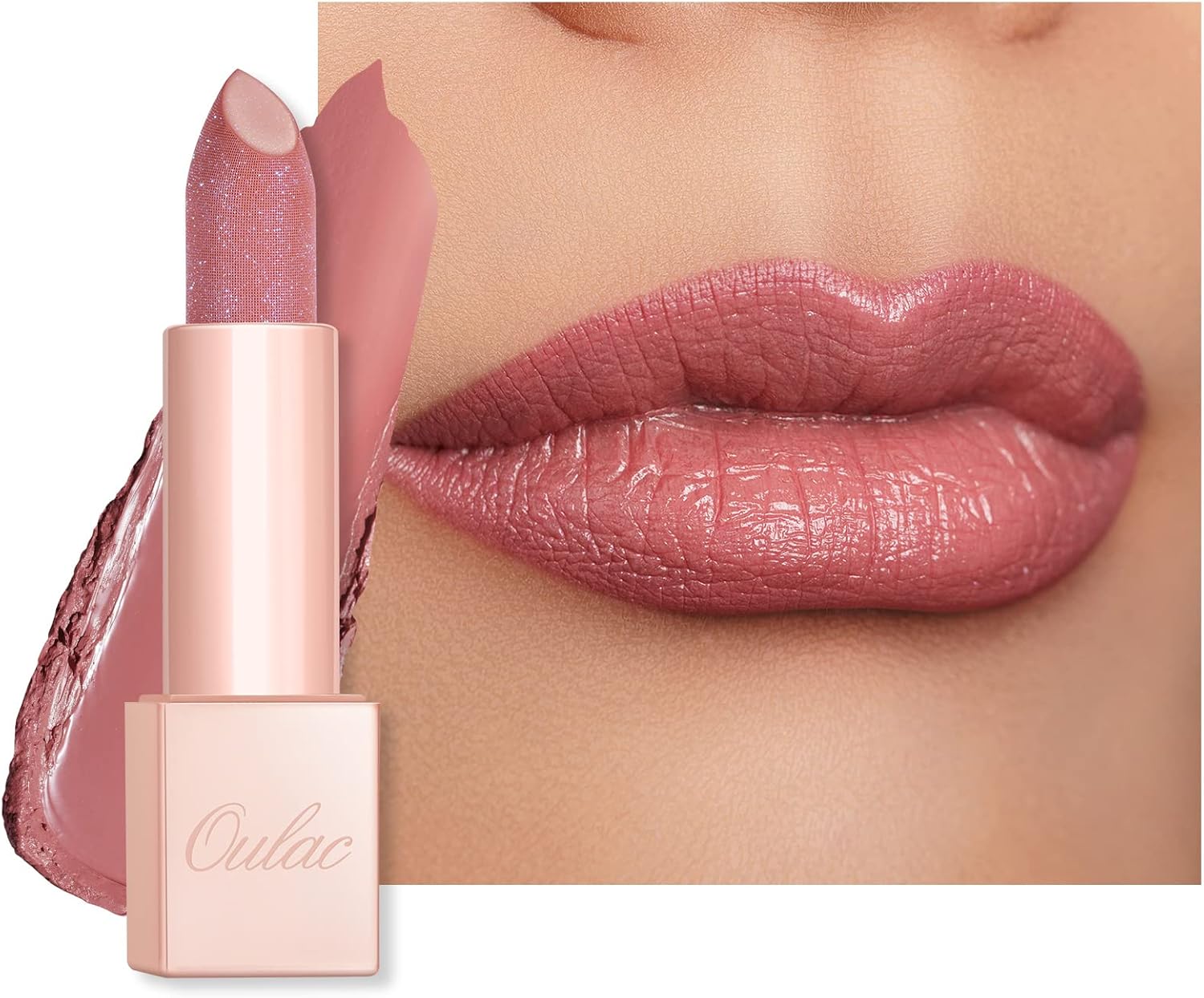 Oulac Pink Shimmer Lipstick for Women-Moisture Tinted Lip Balm for Dry Lips, Glitter Surface, Creamy Formula, Hydrating & Smooth, Infused with Shea Butter, Vegan, Clean Beauty (PG05) Mystical