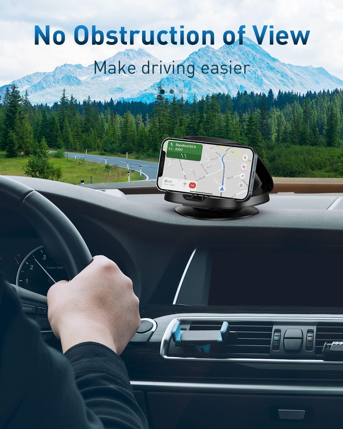 Car Phone Holder for Dashboard, 360° Rotatable Horizontal & Vertical Viewing Car Phone Mount,Washable Reusable Mobile Phone Holder, for iPhone Samsung Android Smartphones (Black) - Image 6