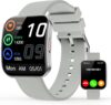 Smart Watch for Men Women, Bluetooth Calls, AI Dial, AI Q&A,1.85″HD AMOLED Curved Display Fitness Watch with Heart Rate/Sleep/SpO2/Stress Monitor, 110+ Sports Depth Waterproof Smartwatch, Light Gray