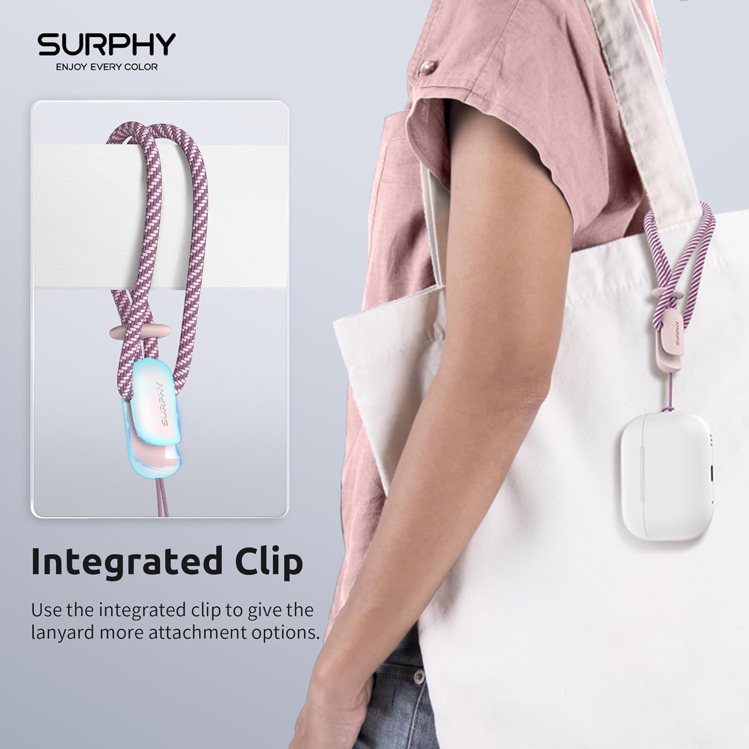 SURPHY Wrist Strap Lanyard for Phone, 2 Pack Adjustable Combination Strap Compatible with Phone, Purse, Keychain and more, Pink & Grey - Image 6