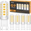 G9 Led Bulbs Warm White, 5W, 500LM, 3000K, Equivalent to 50W Halogen, Non-Dimmable Energy Saving Light Bulb for Home Lighting Decor, Chandelier, Wall Light, Crystal Lamp-5 Packs
