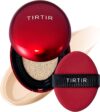 TIRTIR Mask Fit Red Cushion Foundation | Full coverage, Weightless, Skin fit, Satin Glow Finish, Korean Makeup, beauty, Tattoo cover up, Buildable (#17N Vanilla, 0.63 Fl Oz)