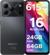 DOOGEE Note 56 Mobile Phones, Newest Android 16 Smartphone, 6150mAh, 8.45mm Ultra-Slim, 6.56″ HD+ 90Hz, 24GB + 64GB/2TB Android Phones,4G Dual SIM Unlocked Mobile Phone, Face ID, GPS, OTG, FM-Black
