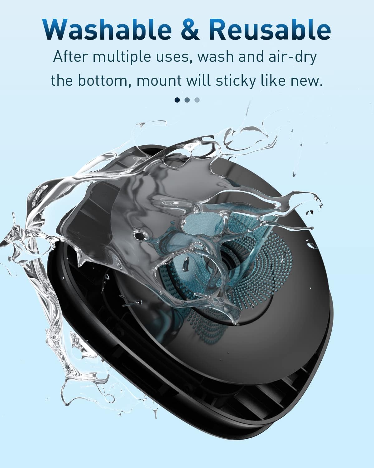 Car Phone Holder for Dashboard, 360° Rotatable Horizontal & Vertical Viewing Car Phone Mount,Washable Reusable Mobile Phone Holder, for iPhone Samsung Android Smartphones (Black) - Image 5