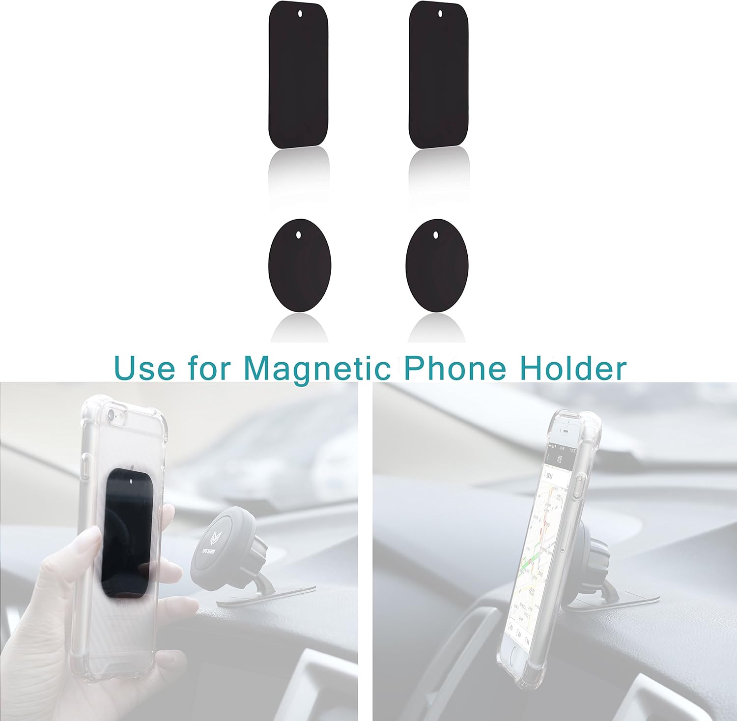 3M Adhesive 4 Packs Thin Metal Plate For Magnetic Car Phone Holder (2 Round and 2 Rectangle) - Image 6