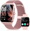 CASCHO Smart Watches for Women, 1.85″ HD Smartwatch with 120+ Sports Modes/Heart Rate/Sleep Monitor, IP68 Waterproof Fitness Tracker with Bluetooth Calling/Voice Control for Android iOS, Rose Gold
