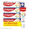 Colgate Total Whitening Toothpaste 100ml X4 – Effectively Removes Surface Stains – 8 Benefits for Complete Protection