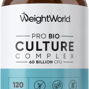 Bio Cultures Complex Probiotics & Prebiotics - 60 Billion CFU - 2 Months Supply - 120 Capsules - 20 Live Bio Cultures - Lactobacillus & Bifidobacterium Strains - Vegan Probiotic Complex Capsules