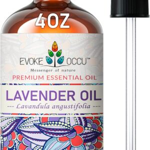 EVOKE OCCU Lavender Essential Oil 118ml, Pure Lavender Oil for Diffuser Skin Candle Soap Making- 4 FL Oz
