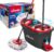 Vileda Turbo 3 in 1 Mop and Bucket Set with Microfibre Mop Head, Spin Mop & Bucket For Cleaning All Hard Floors, Effortless Wringing with Foot Pedal, Scrubbing Pad on Mop Head for Stubborn Dirt